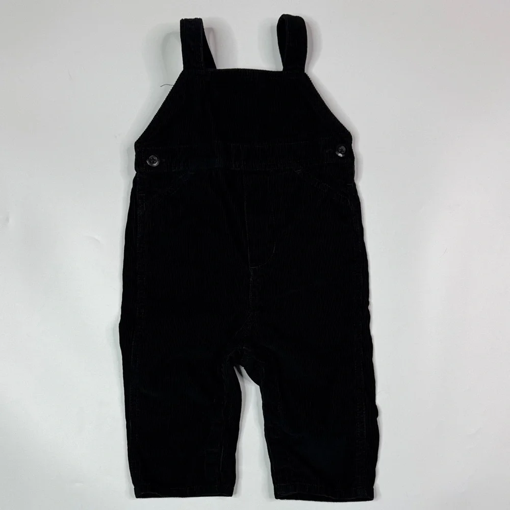 Hanna Anderson Black Cotton Corduroy Overalls Size 70 6-12 Months